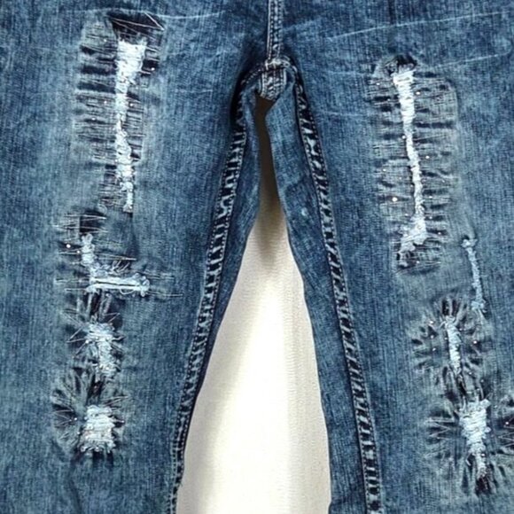 Cowgirl Tuff Womens Distressed Bootcut Jeans W29 L31 W Embroidered Back Pockets - Picture 3 of 9